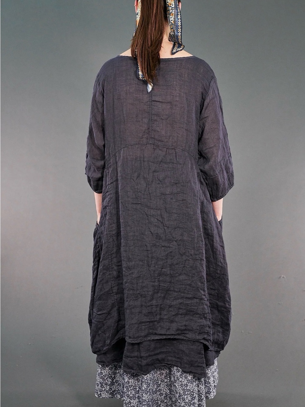 Blue Fish Linen Hand Dyed and Hand Painted Dress Sz 2. - Picture 2 of 12